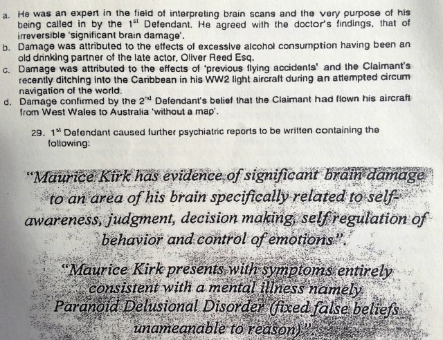 Ollie Reed induced brain damage